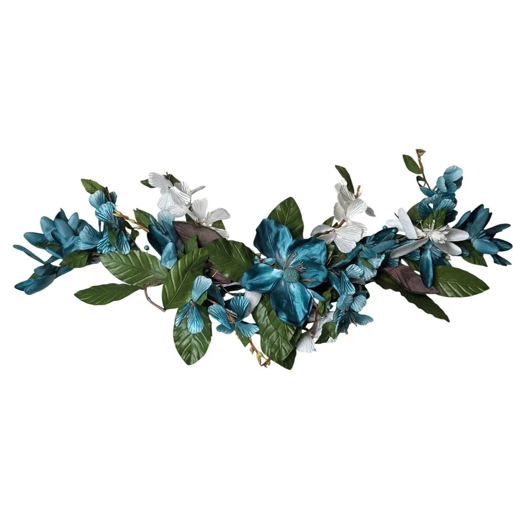 Large Teal & White Floral Wall Decor‎ Metal Flower Wall Art 37